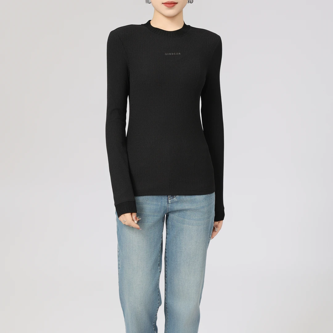 GIRDEAR/哥弟新款休闲长袖打底T恤气质百搭简约保暖针织衫130010