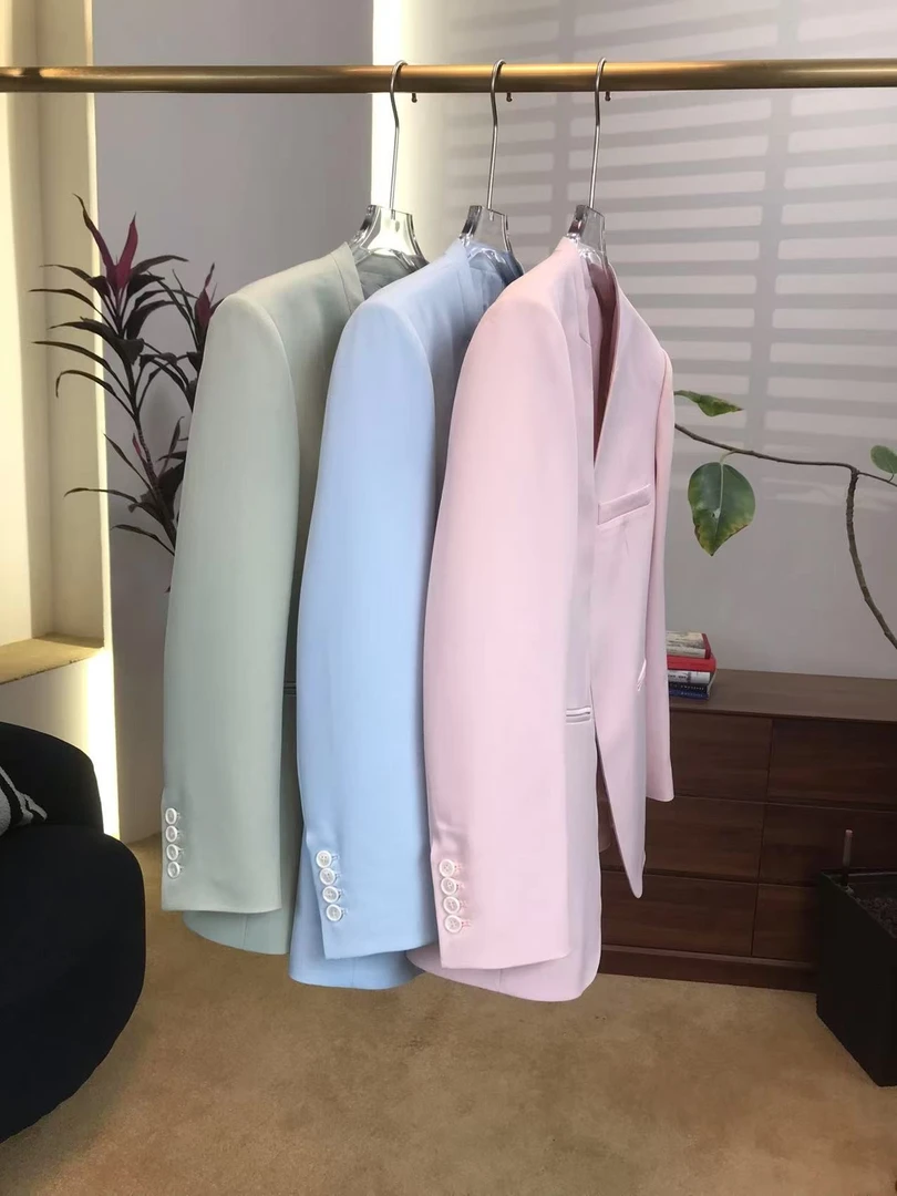 【风迎春晓】女士长袖西装中长款气质女常规春夏季V领宽松潮流3750