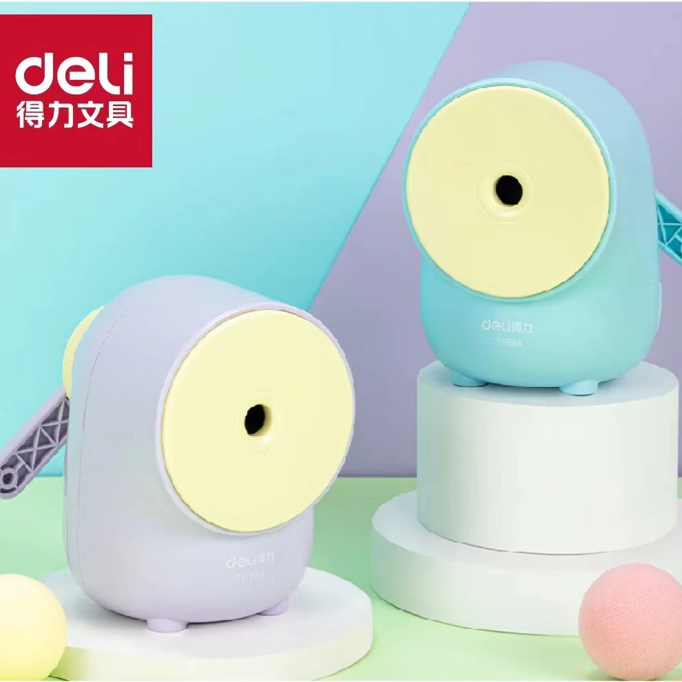 得力71169A自动进笔削笔机蓝/紫色削铅笔器小学生用手摇卷笔刀