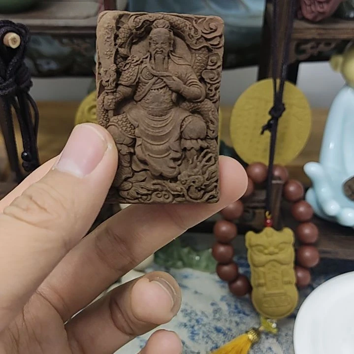 泥塑木犀香关公香牌