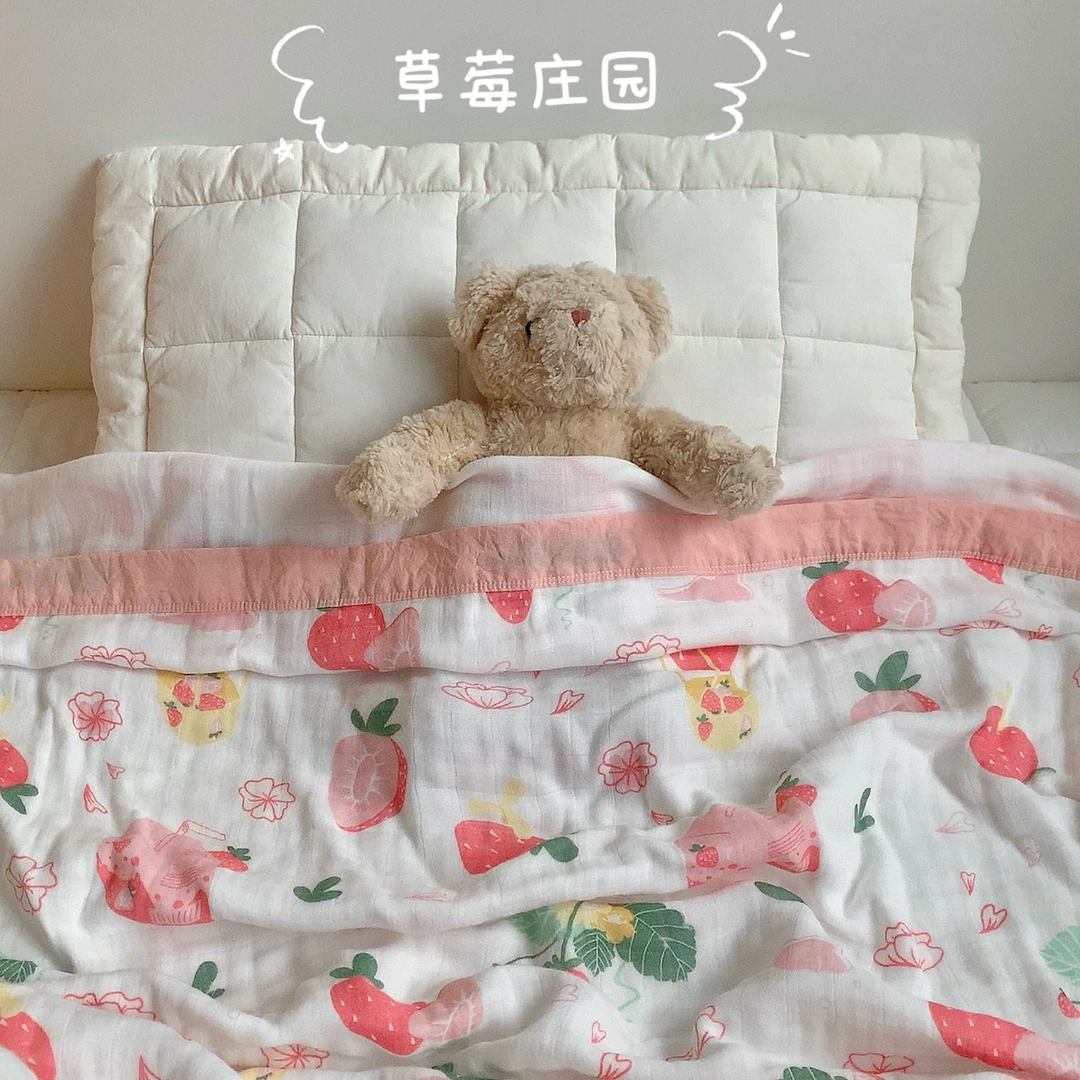 四层竹纤维毯-母婴夏季纱布毯空调毯幼儿园宝宝薄毯子盖毯