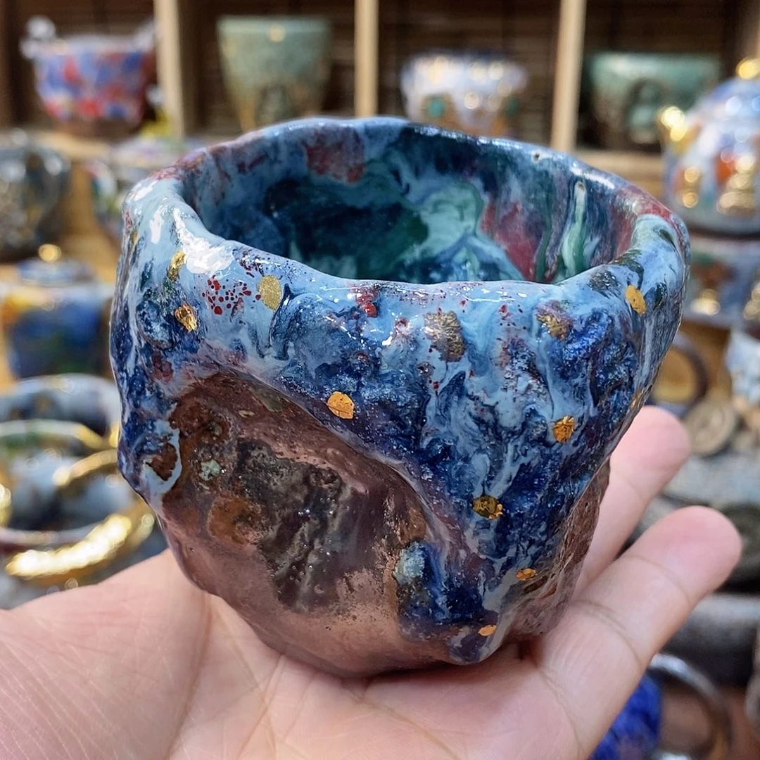 粗陶志野柴烧茶器