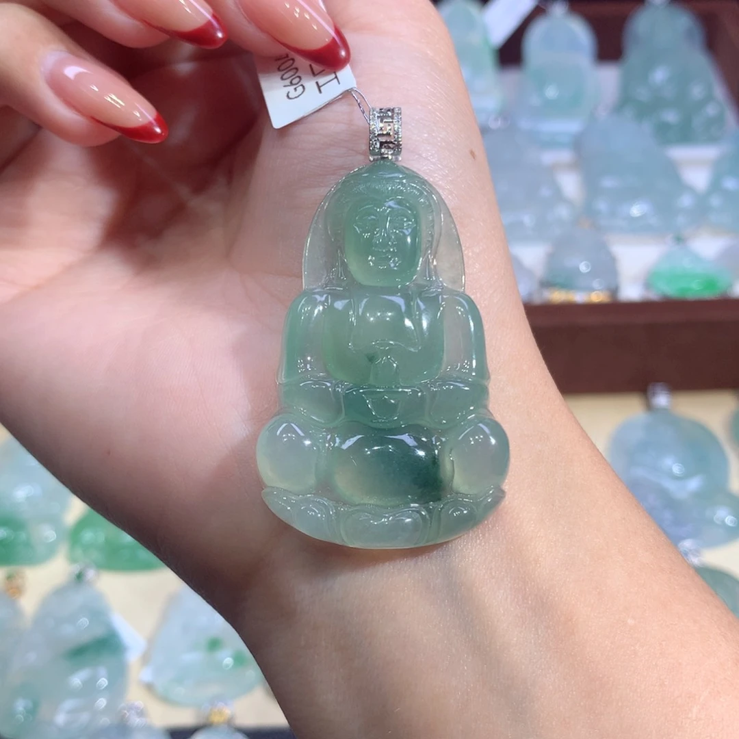 吊坠(不含链)18K金镶嵌翡翠
