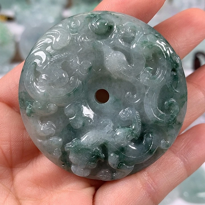 颈饰未镶嵌翡翠龙凤呈祥两面工艺卡厚12+