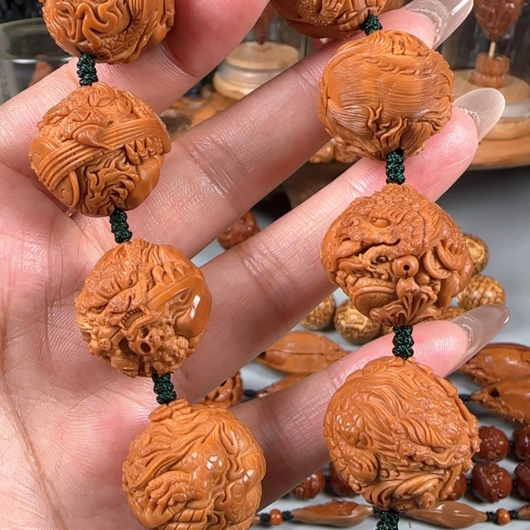 橄榄核手串/手链宽2.3鸡血红梅林核龙生九子