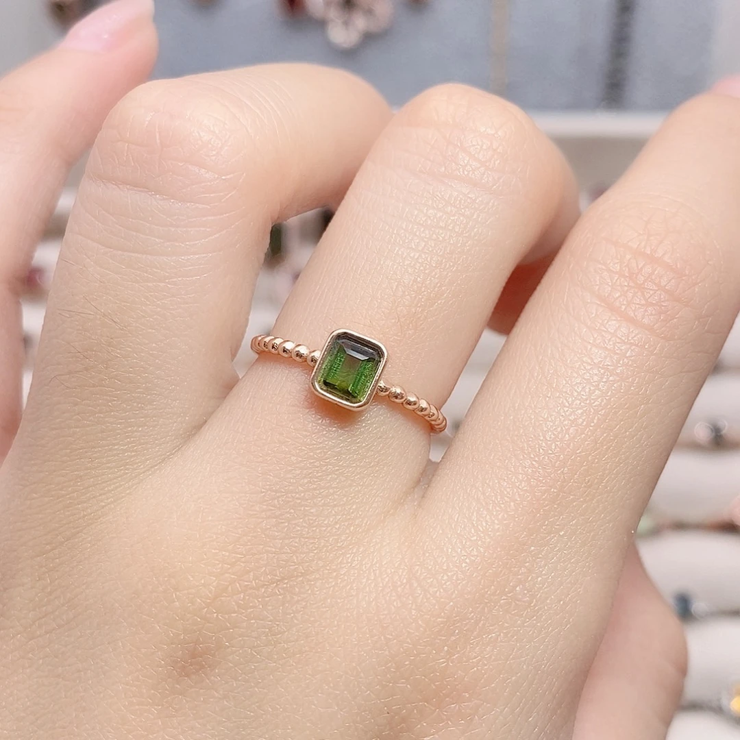 银S925镶嵌戒指碧玺戒指