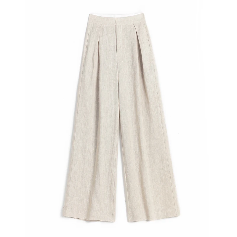 亚麻高腰阔腿裤显瘦拖地休闲裤夏季宽松垂感直筒长裤11067百搭