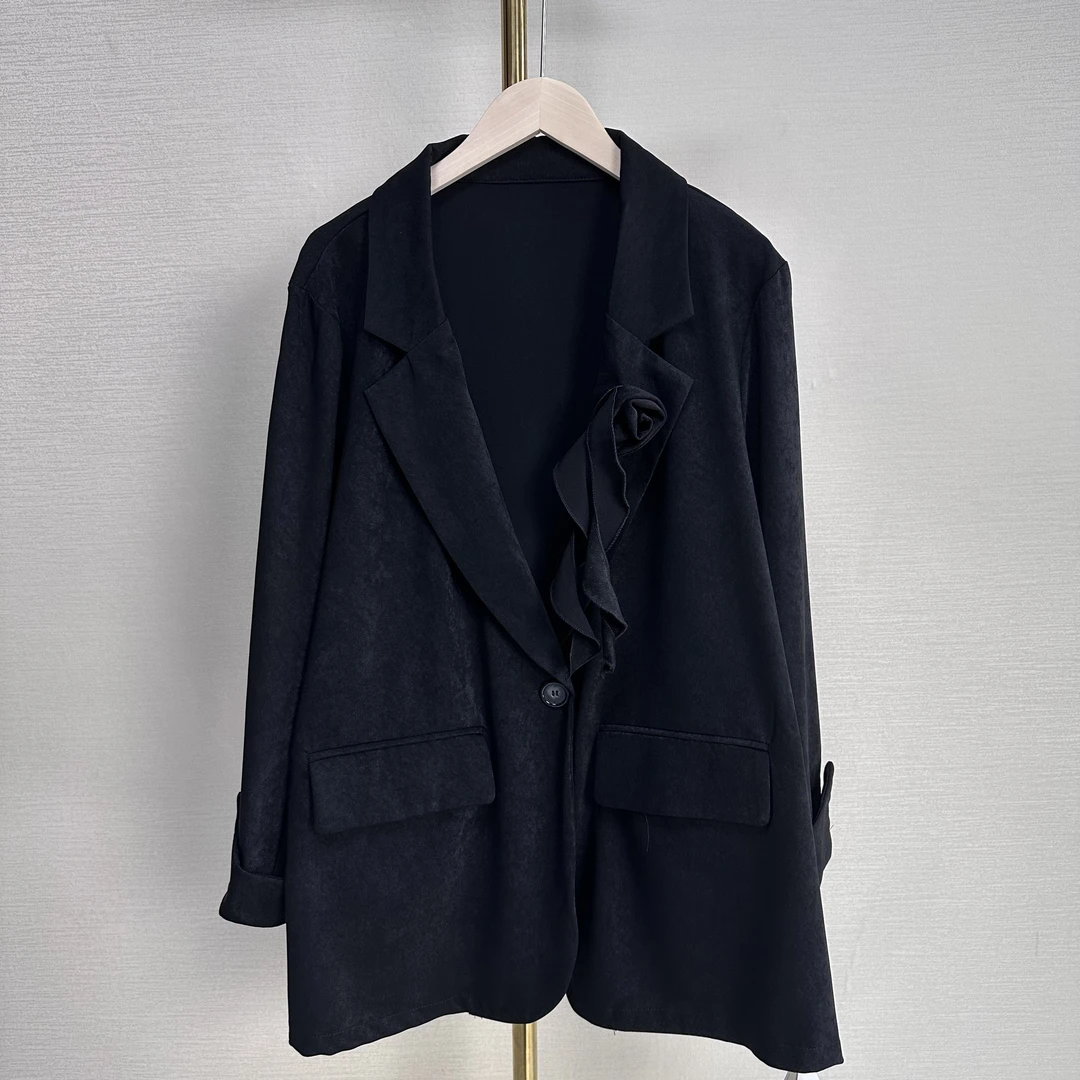 【277】双排扣V领长袖女一粒扣西装简约潮流秋冬欧若新中式西服外套