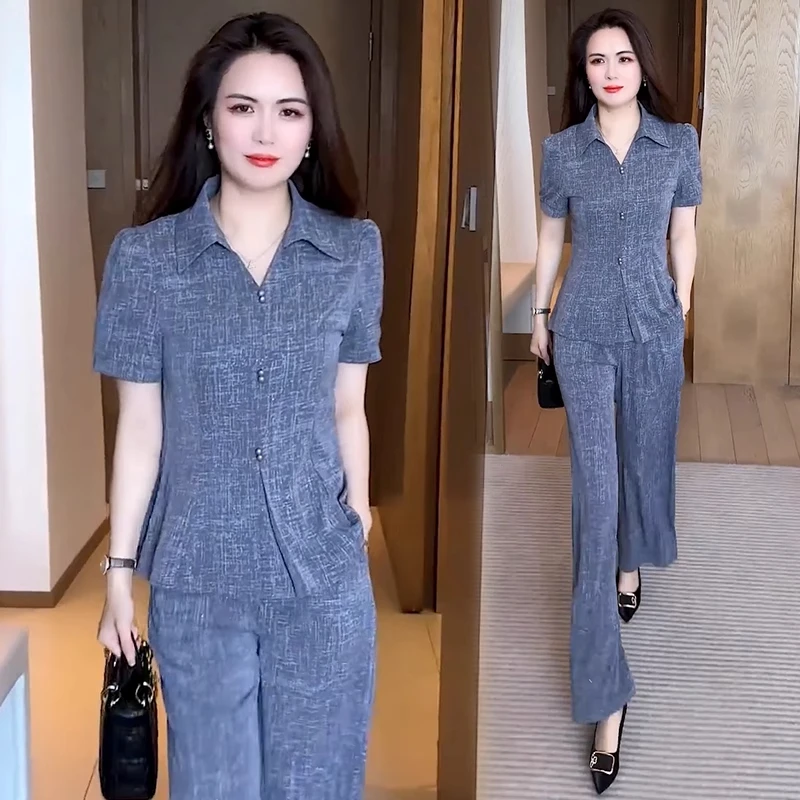 小个子穿搭一整套2025新款短袖套装时尚洋气减龄显瘦遮肉两件套潮