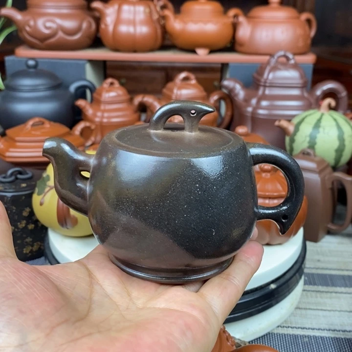 茶壶紫砂鱼跃260cc原矿老紫泥柴烧特价