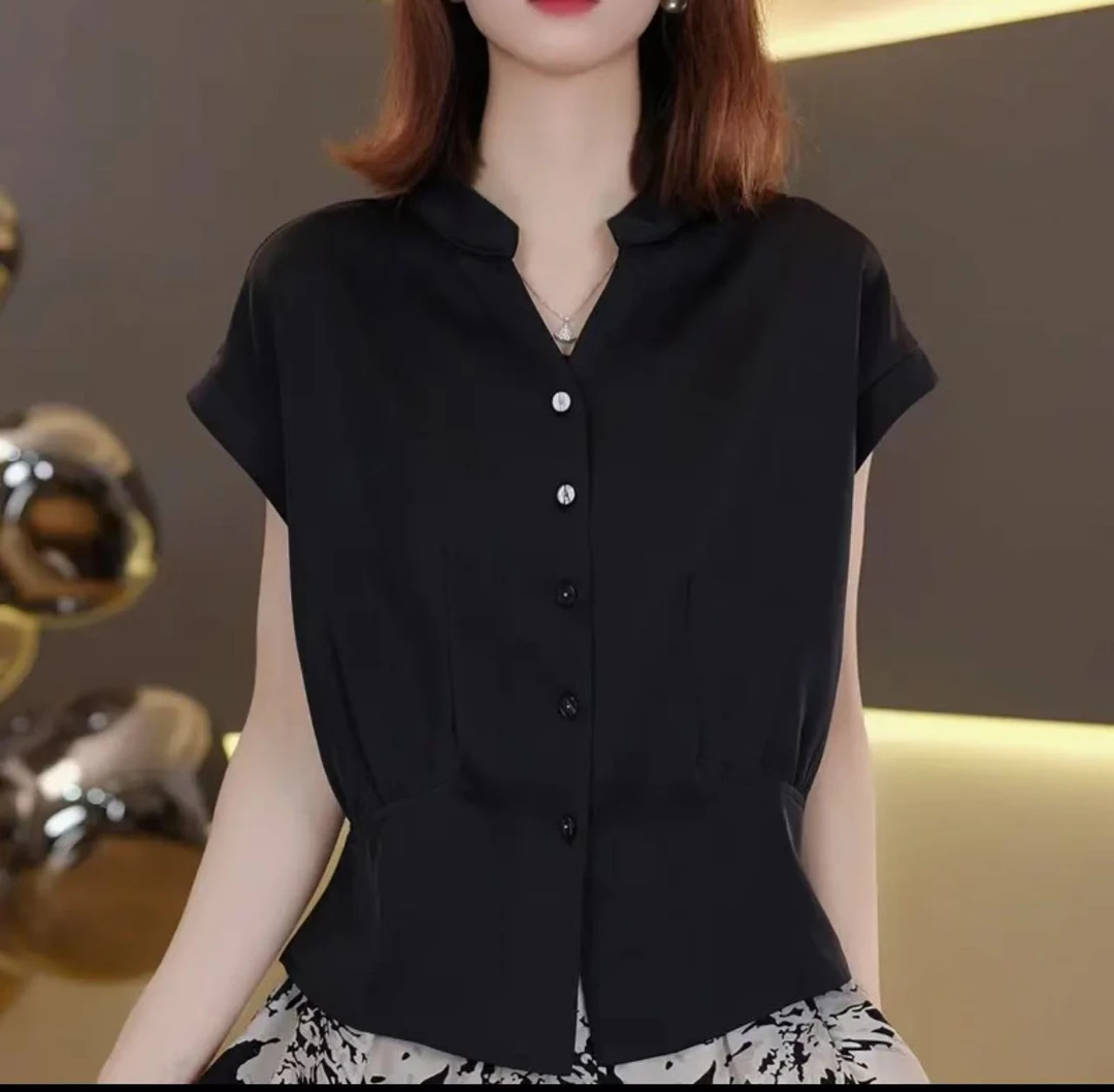 2025夏季新款女大气华尔缎丝滑冰感洋气显瘦百搭时尚衬衫上衣