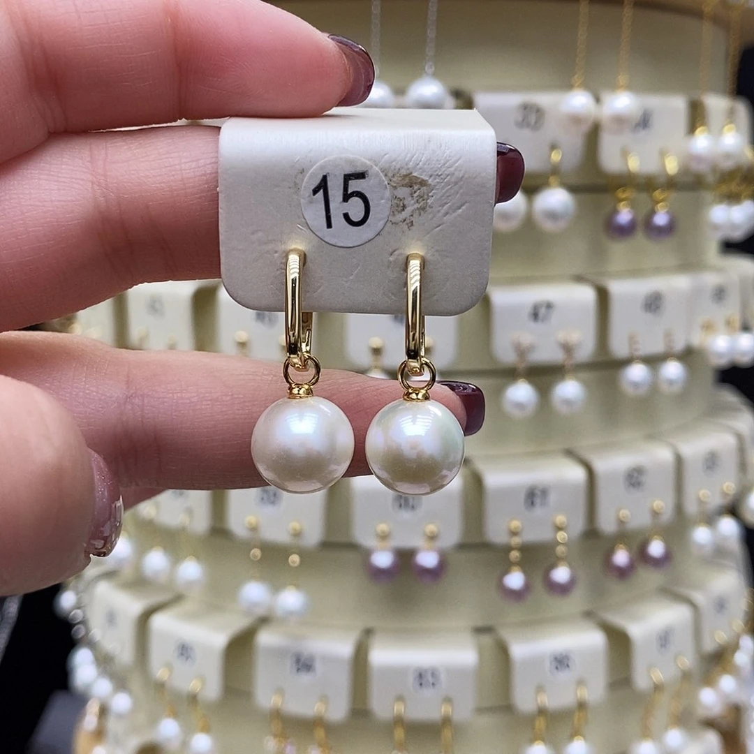淡水珍珠耳饰银S925镶嵌