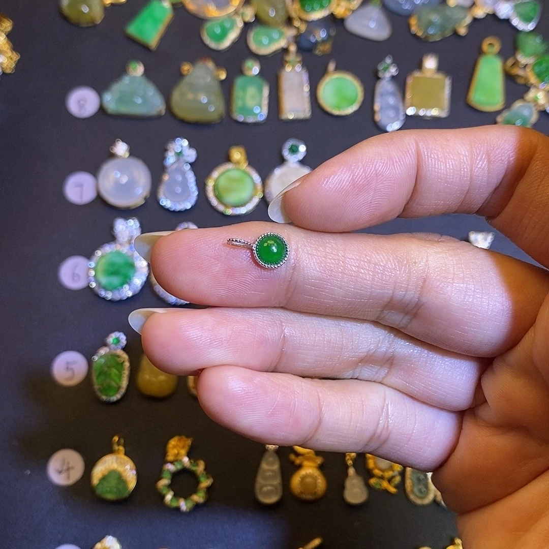 吊坠(不含链)银S925镶嵌翡翠