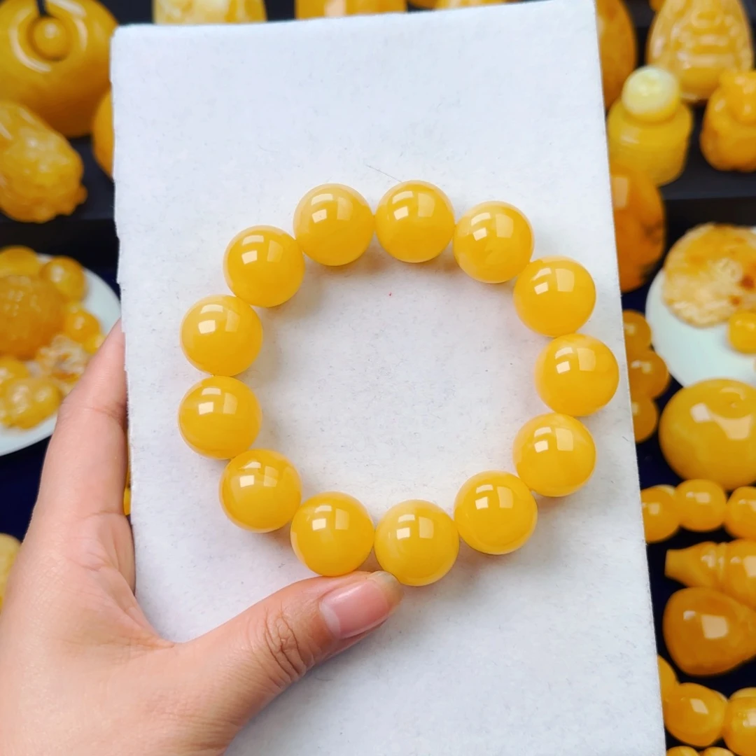 琥珀颈饰未镶嵌浓蜡同料手串19