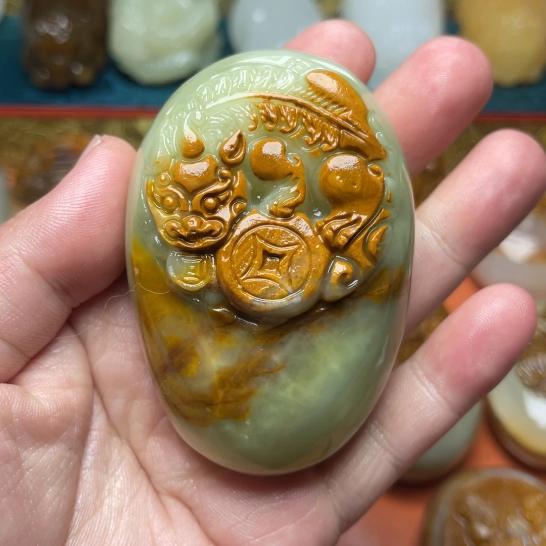 踏***痕石材天然方解石手把件不退换