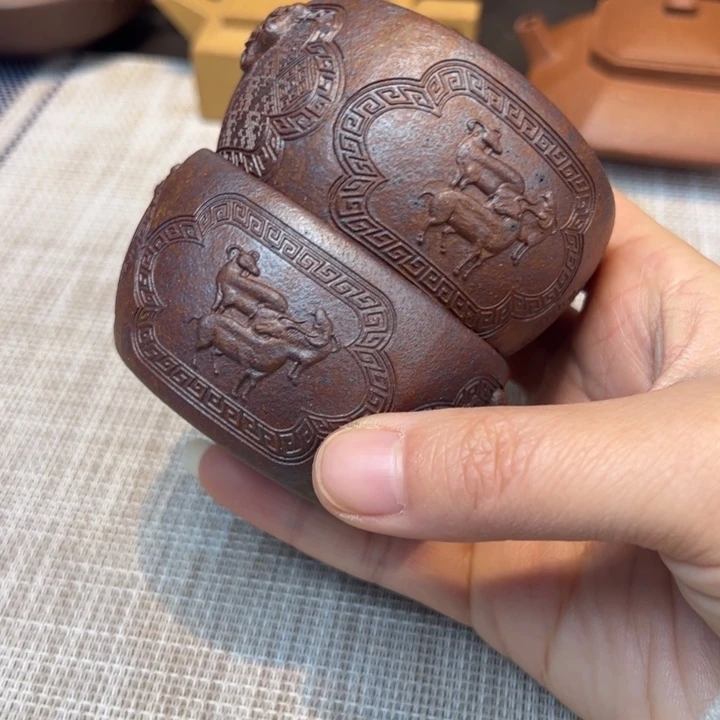 紫砂茶壶杯子柴烧，两个，原矿