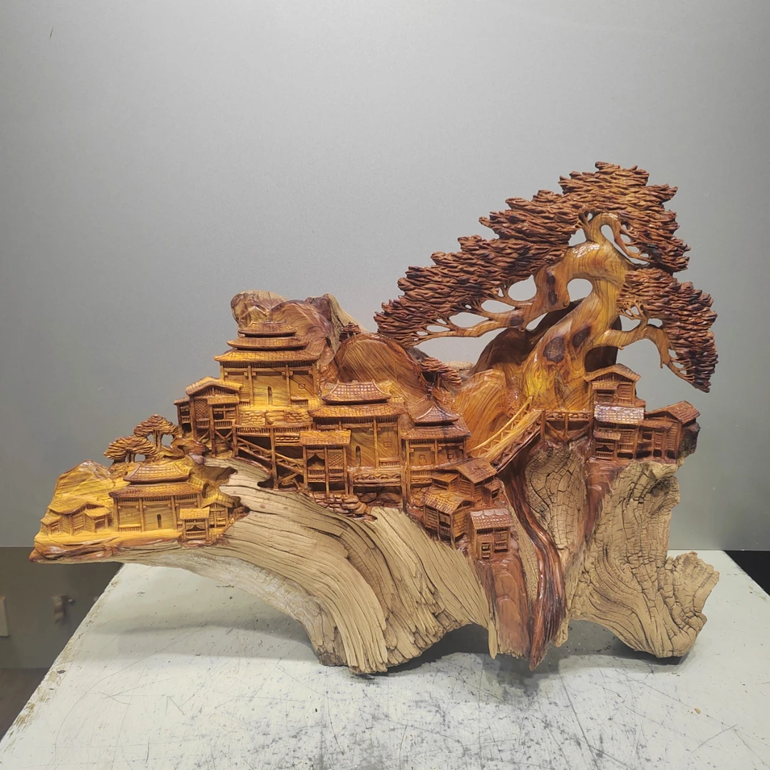山居听松，北太行易县料根雕摆件，高油高密纯手工雕刻匠心之作