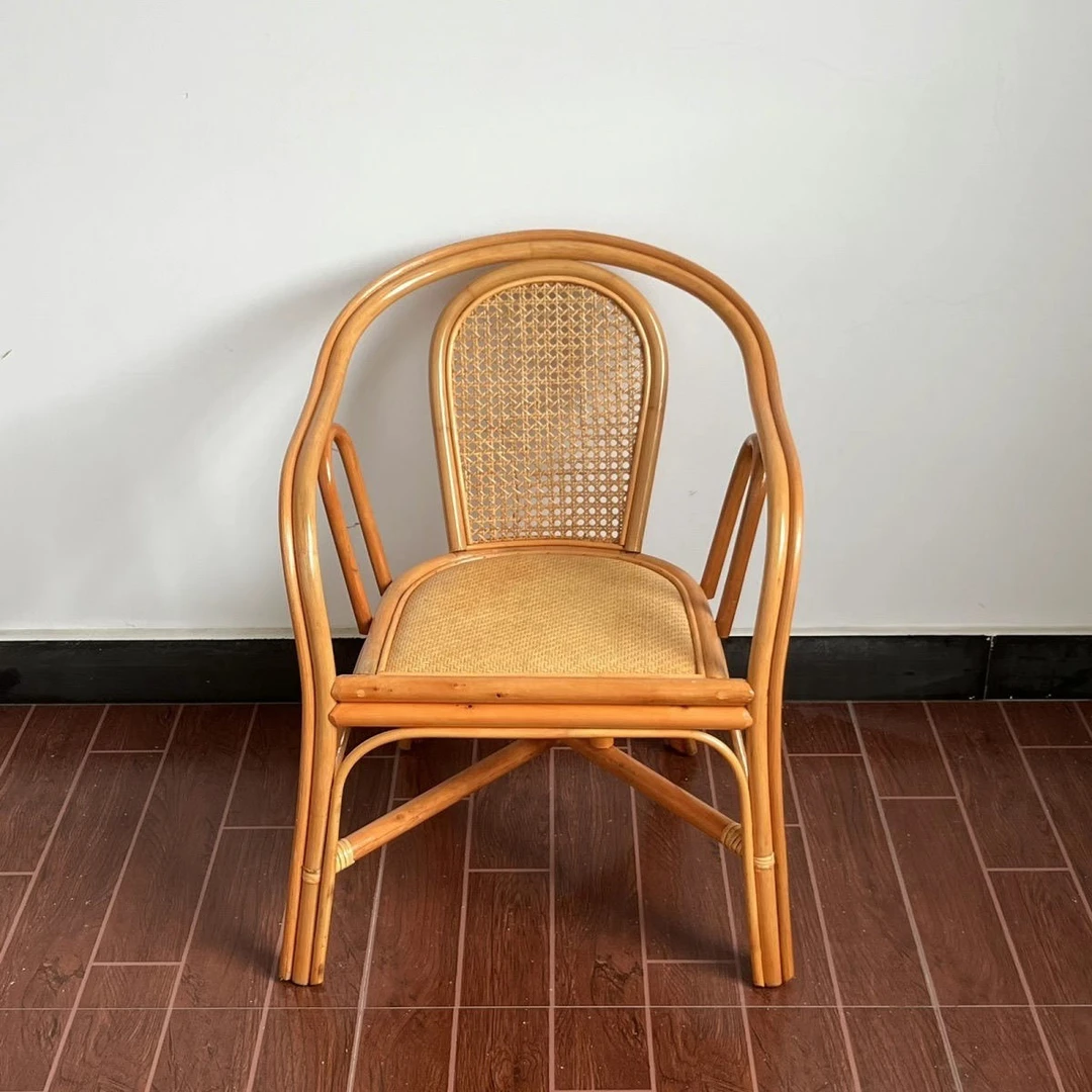 椅子藤椅真藤老人靠背椅天然编织藤编单人休闲老人