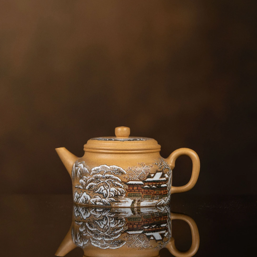 【利贞l雪景德钟】原矿段泥 约140cc 手工制 紫砂壶 茶具HZ