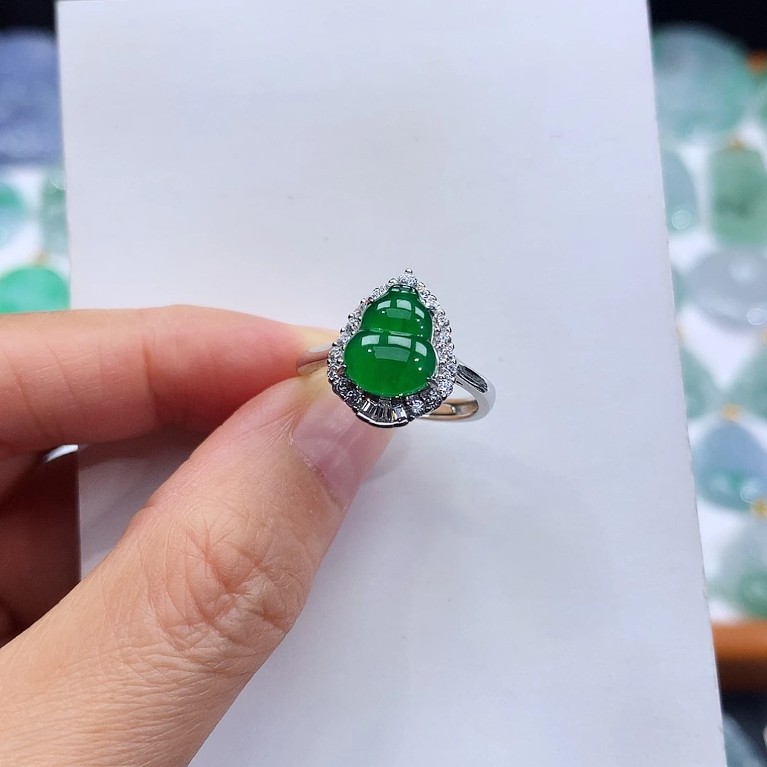 翡翠银S925镶嵌颈饰翡翠戒指