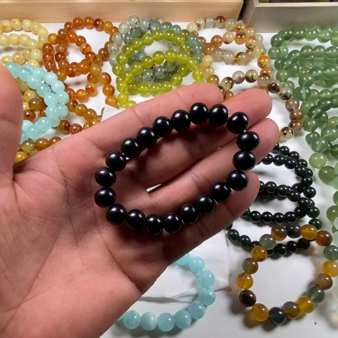 *****未镶嵌蛇纹石玉手链卡11苹果圆手串