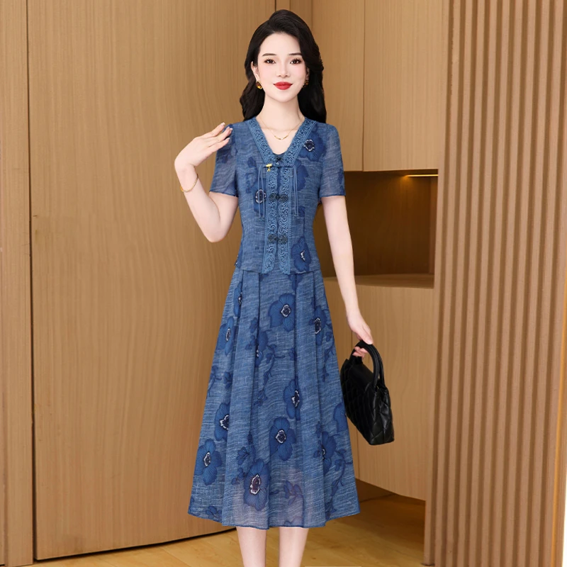 【两件套】25243梦晚夏季优雅气质时尚大气休闲收腰显瘦套裙-XZY