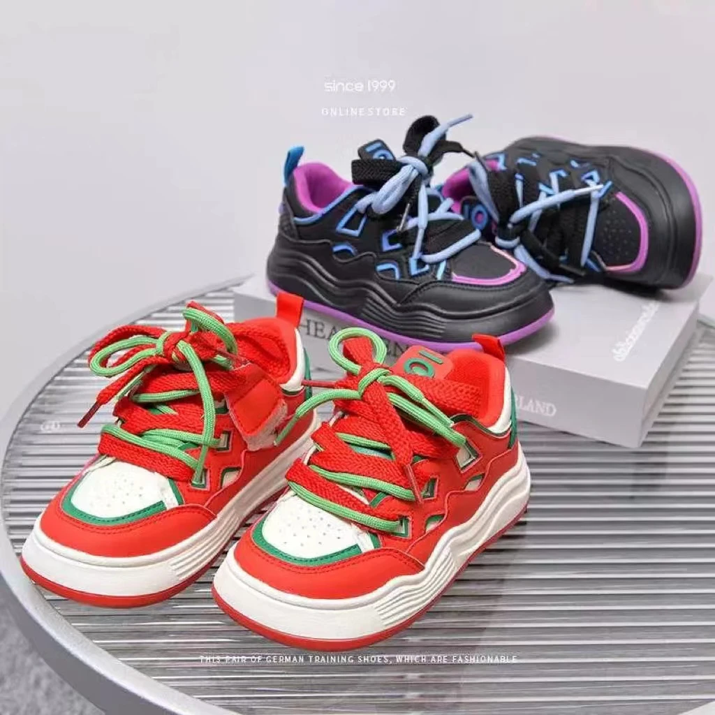 童鞋儿童春款2025运动板鞋男童女童休闲百搭全皮面防滑耐磨运动鞋