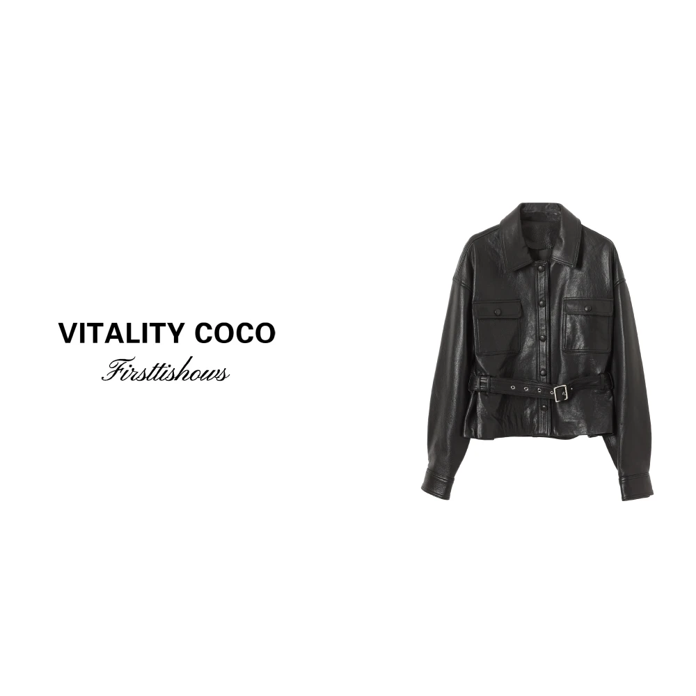 「宋佳同款」轻奢高定羊皮百搭设计皮衣外套-1829