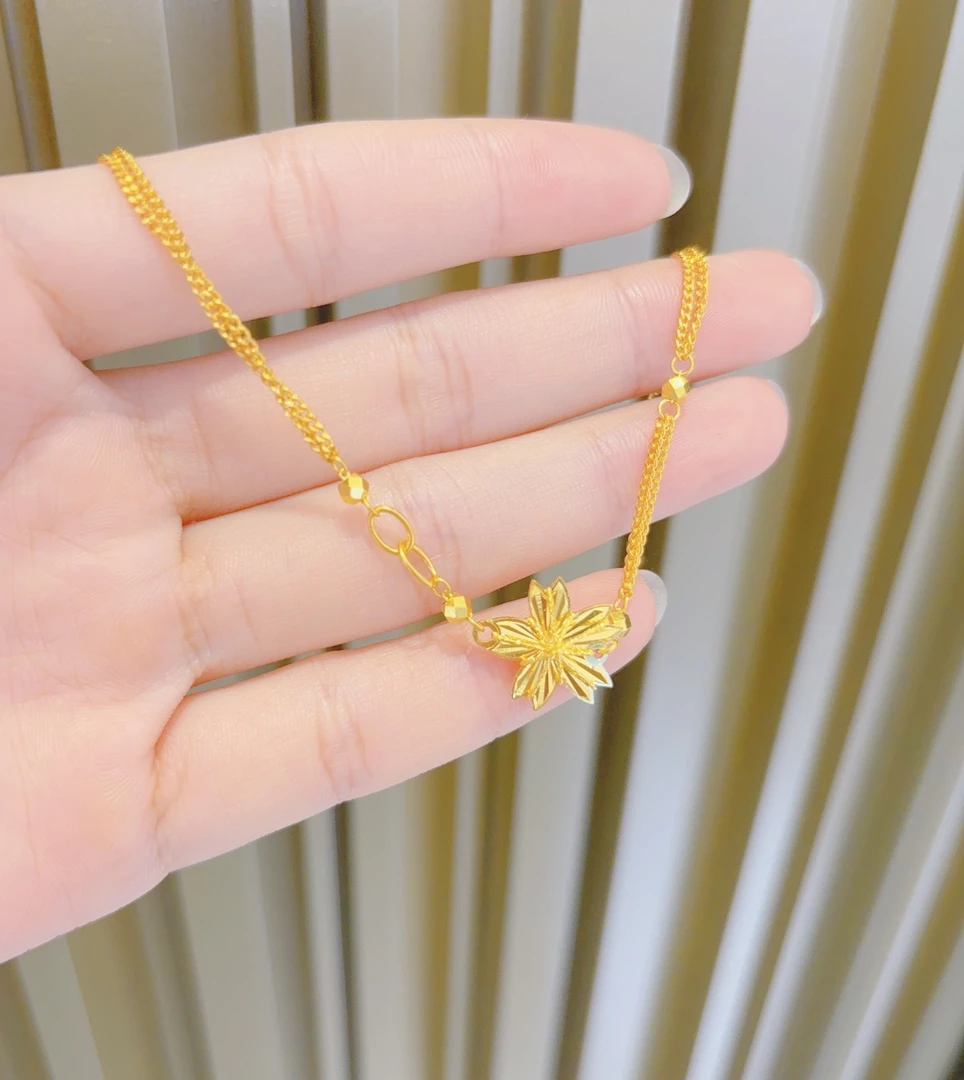 足金999小花蹦迪珠手链5G黄金手链精致百搭黄金手链