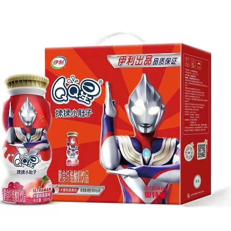 伊利【1月产】QQ星儿童奥特曼小肚子（水蜜桃味）酸奶饮品200ml*16瓶