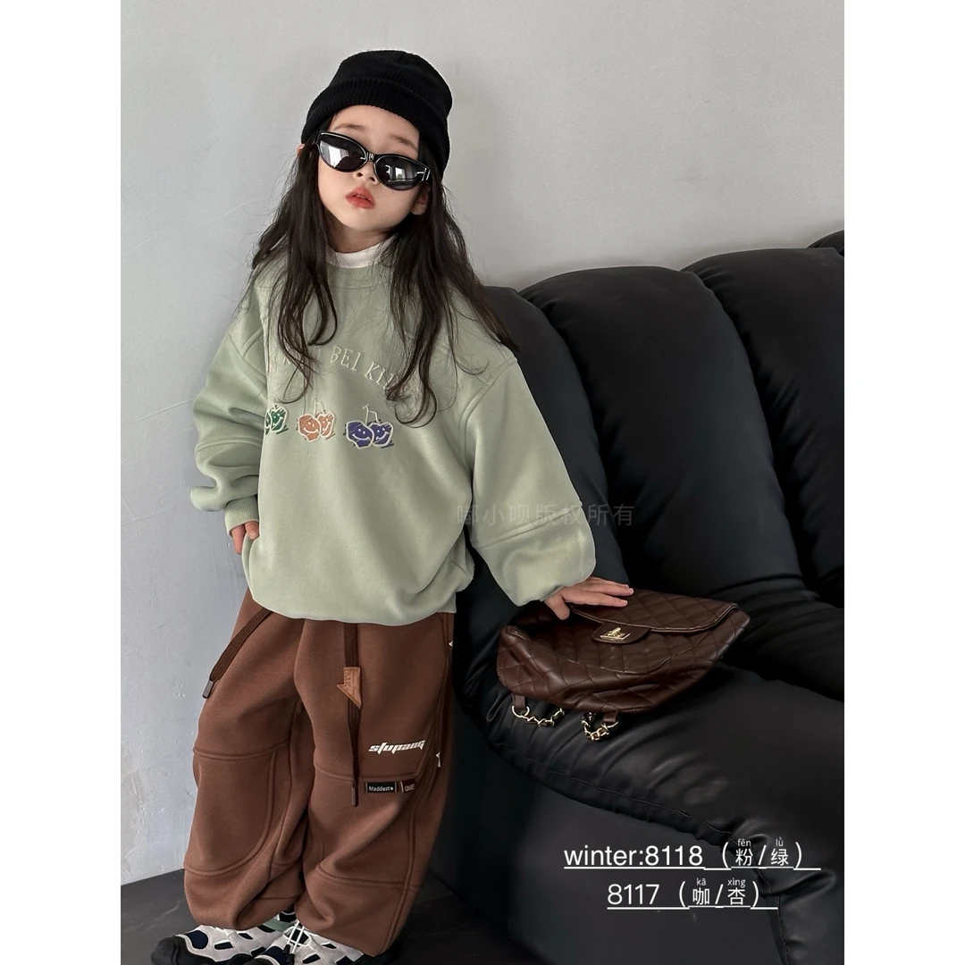 18118高端童装时尚百搭休闲圆领加绒卫衣C20-1边