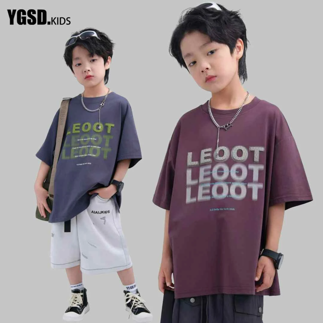 【年中清货】字母短袖百搭中大童男童女童短袖潮童舒适棉T恤YG6904