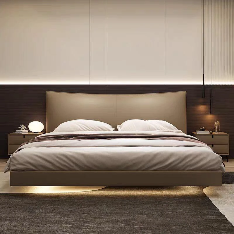 【香奈尔】悬浮真皮床现代简约主卧大床轻奢双人床高端大气极简婚床