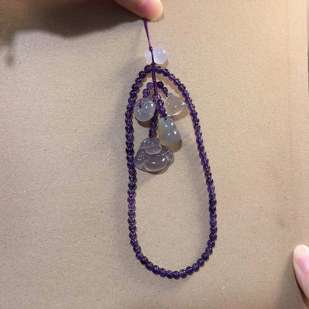 玛瑙/玉髓手机挂件未镶嵌晨**雾