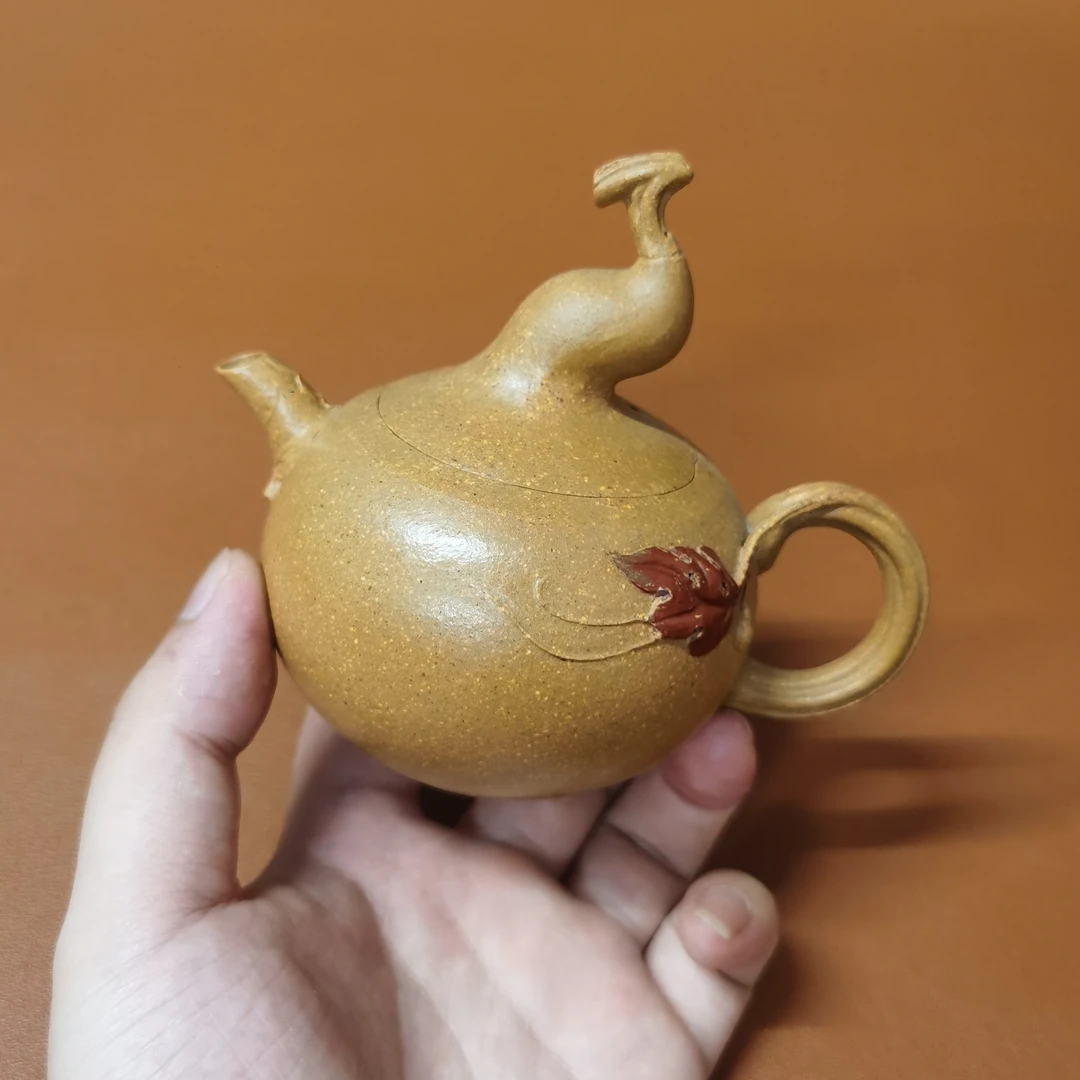 紫砂壶降坡泥花器葫芦壶130cc