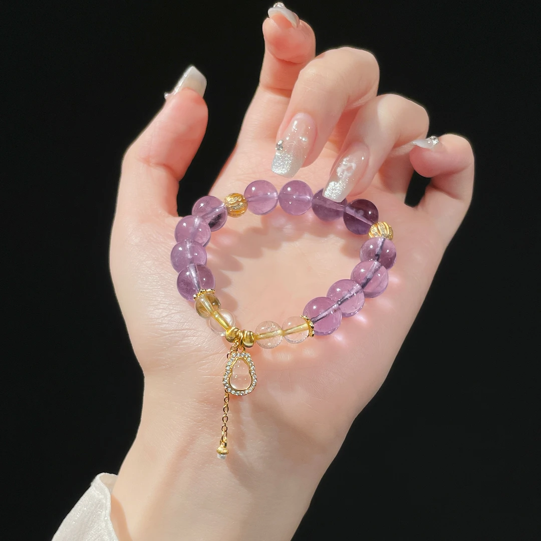 白昼集/紫玉流光手串/天然紫水晶上岸招桃花葫芦手链小众女友礼物