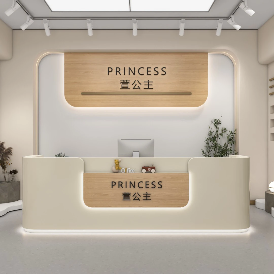 美容院简约奶油风收银台医美牙科诊所吧台桌服装店瑜伽馆公司前台