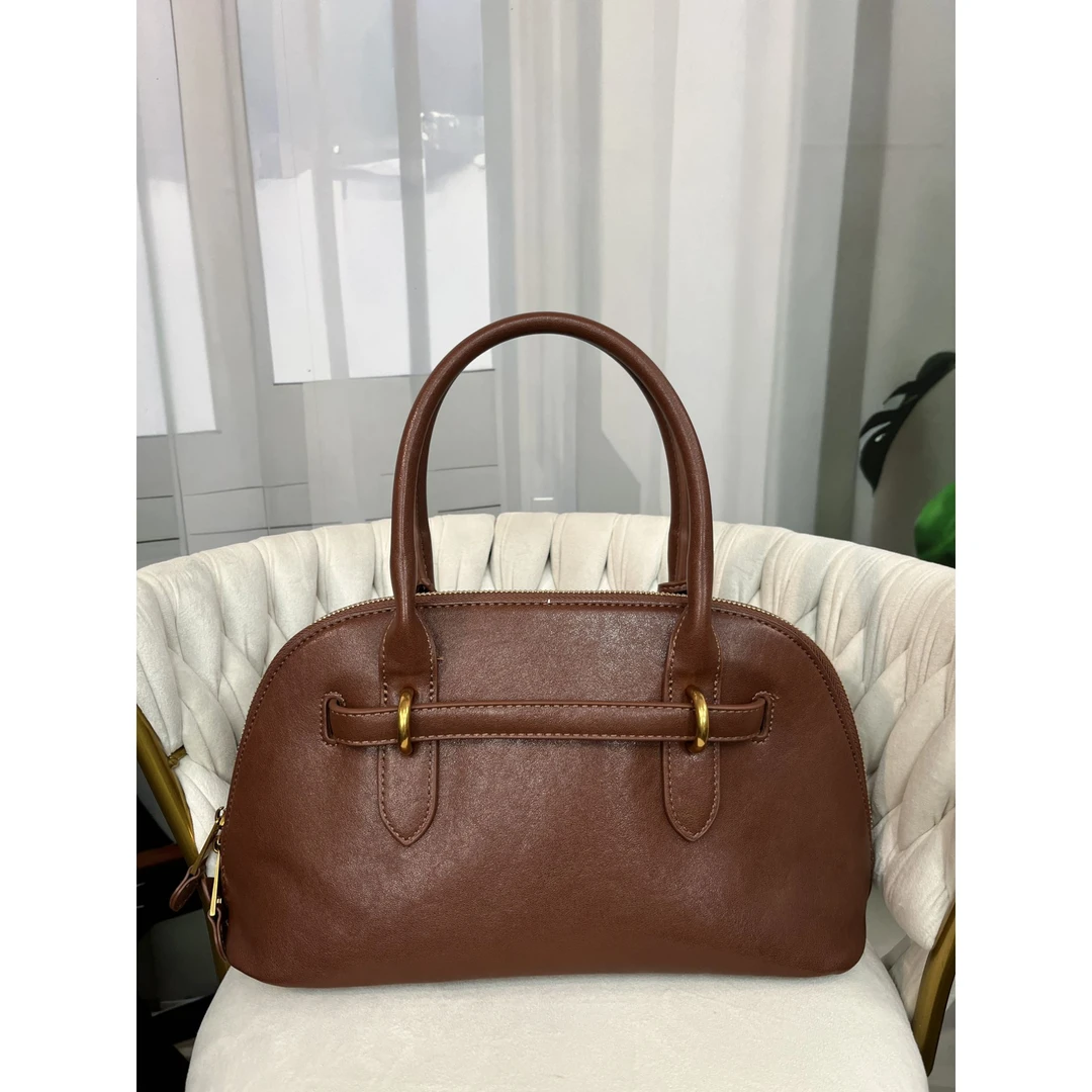 姝宴真皮女包贝壳手提包红色