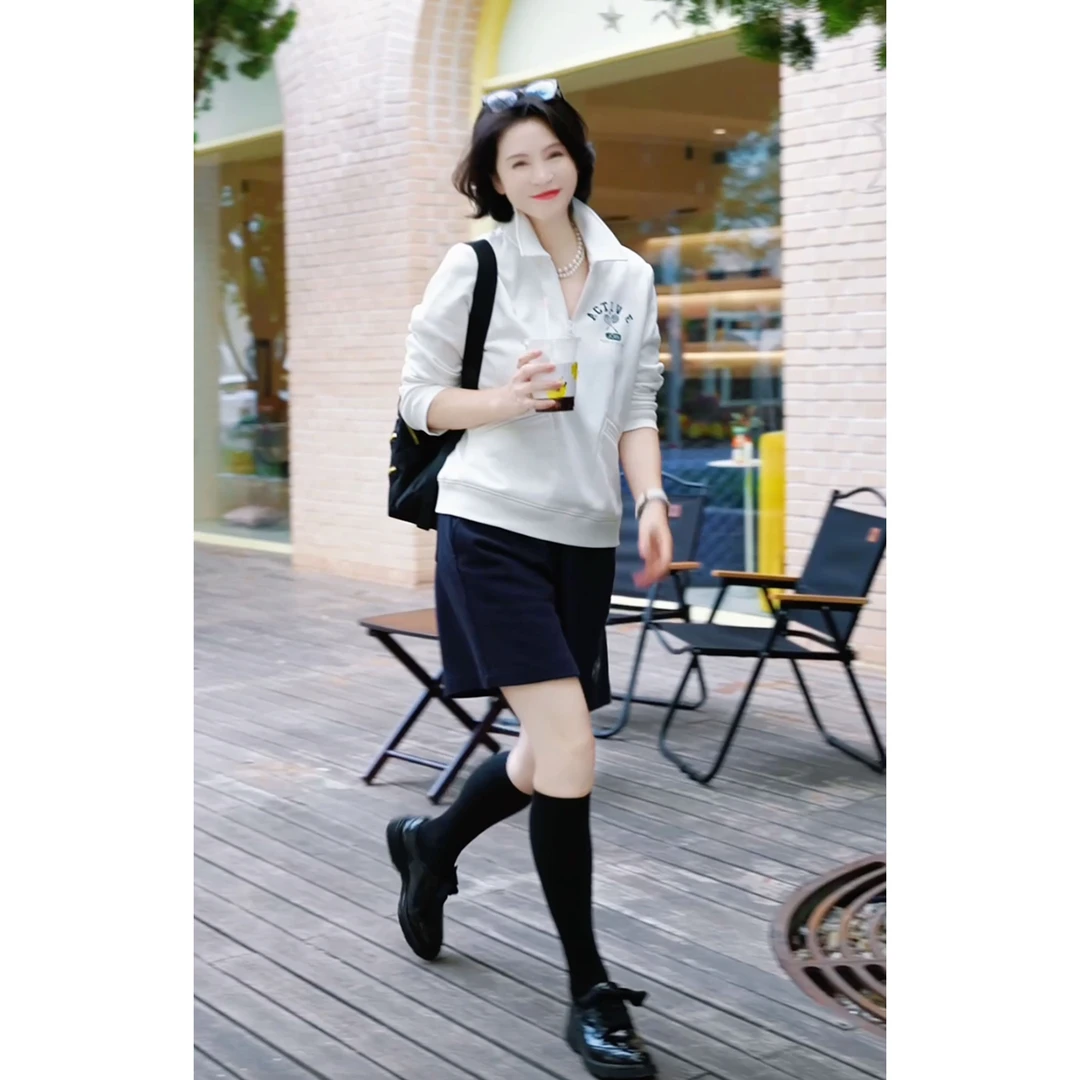 我是摩羯 网球风卫衣 高比例棉丝网印花丝芙炽芯毛圈秋季长袖外套