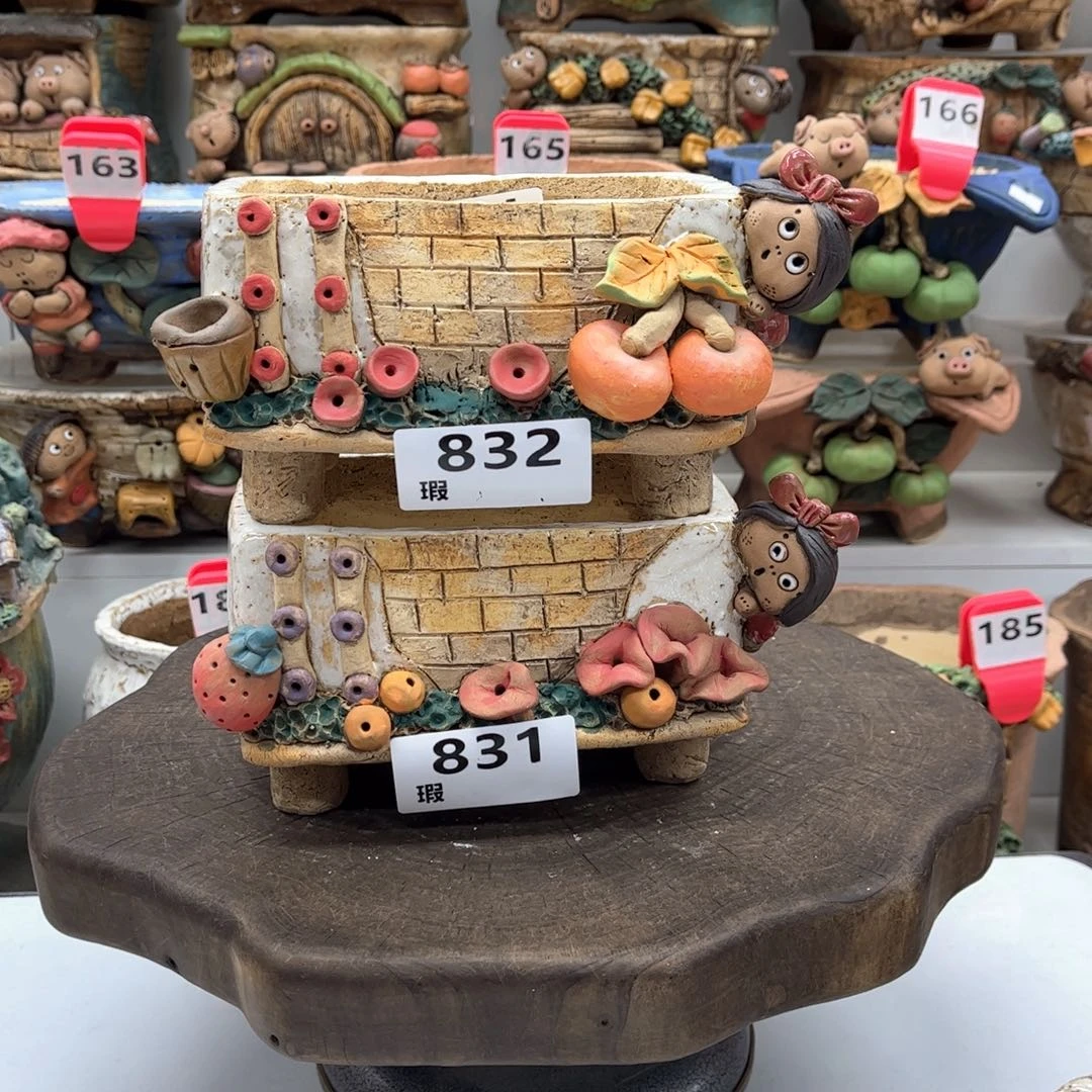 红陶魍*花盆8321瑕疵魍魉