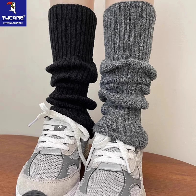 白色长袜套女夏季深灰色针织腿套搭配鲨鱼裤秋冬雪地靴小腿堆堆袜