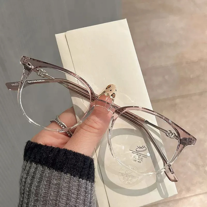 TR椭圆眼镜女可配度数素颜神器显脸小眼睛框架韩潮平光男