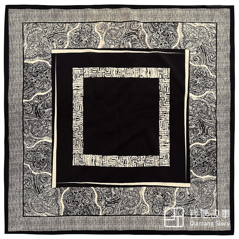 Qiantang Story/钱塘故事真丝双绉-70cm斑驳幻影桑蚕丝丝巾68cm