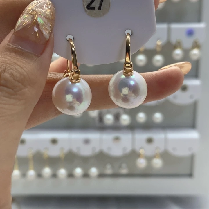 淡水珍珠耳饰银S925镶嵌