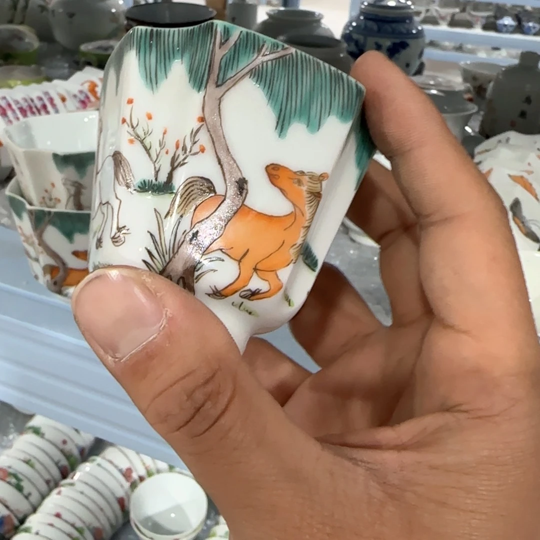 瓷片摆件手绘瓷器全部处理