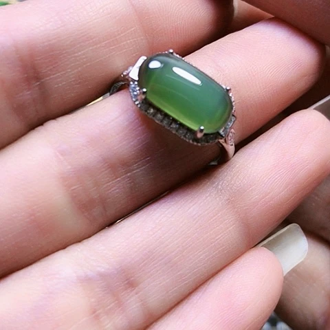 和田玉银S925镶嵌戒指