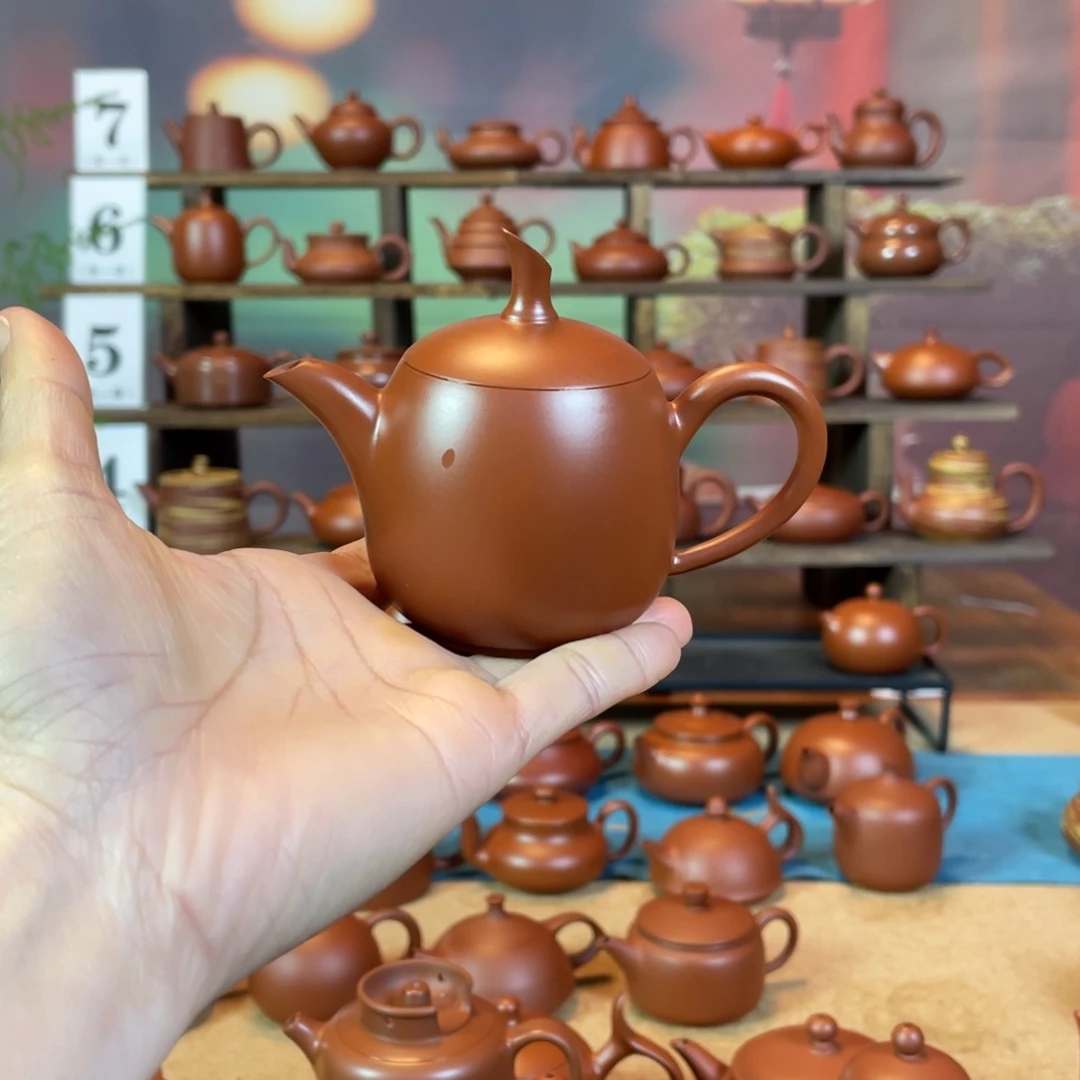 茶壶紫砂d****u潮州手工手拉朱泥壶