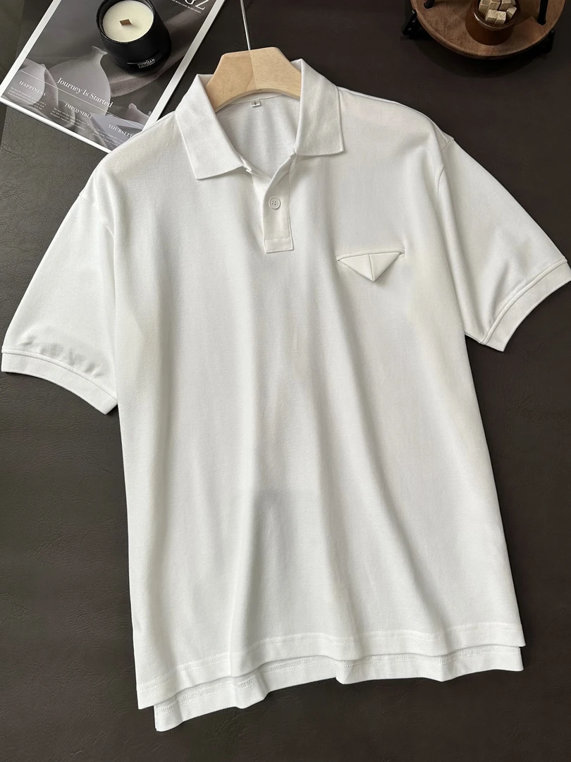 2025新款夏季纯色老钱风休闲意式海鸥领百搭静奢男士POLO衫15091