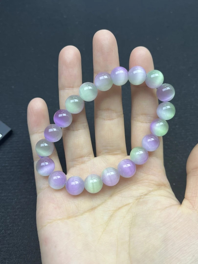 翡翠无镶嵌手串猫眼色