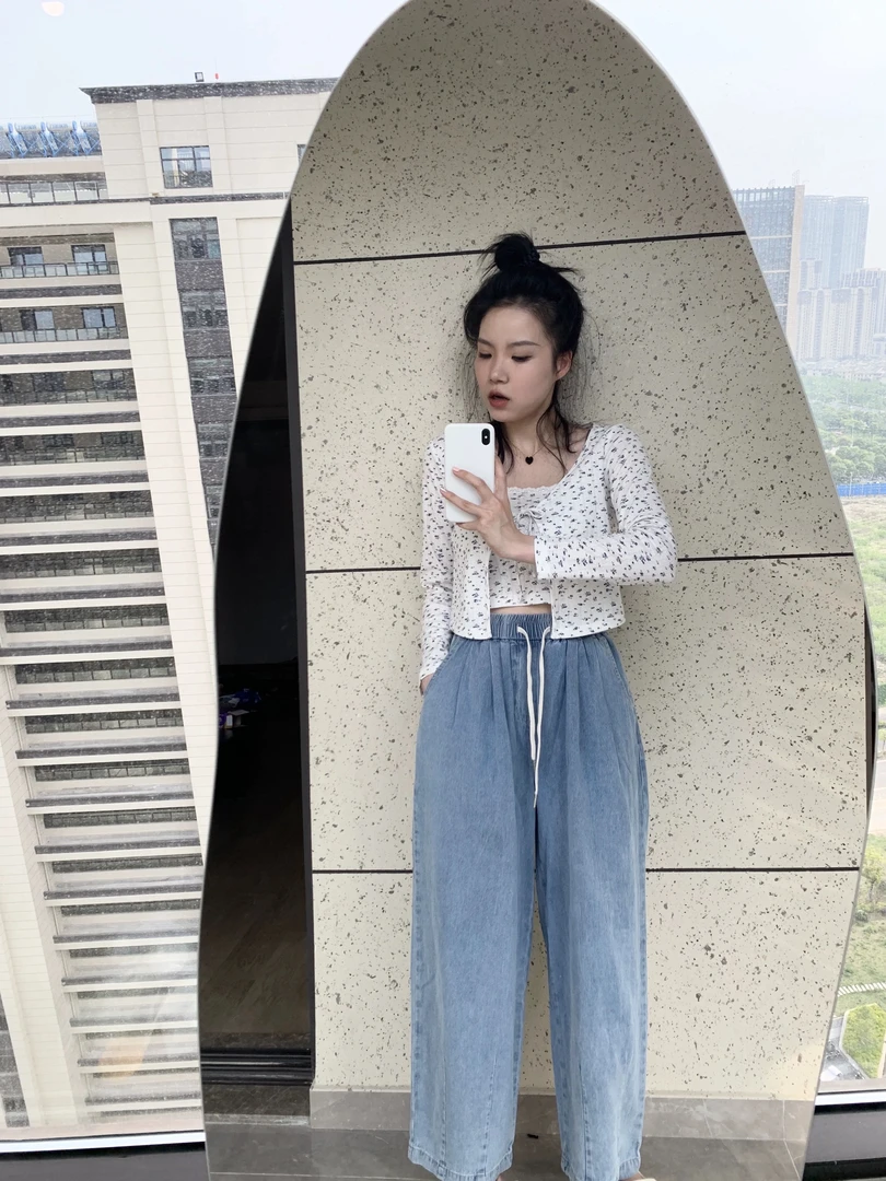 【清货不退换慎拍】怀旧兰松紧腰懒人风哈伦牛仔裤